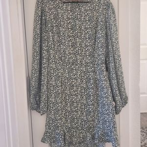 Green floral open back dress